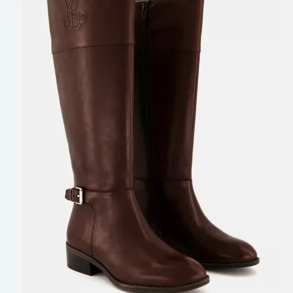 Ralph Lauren  brown WOMEN''S  Elegant leather riding boots size 9.5 NEW - Picture 2 of 11